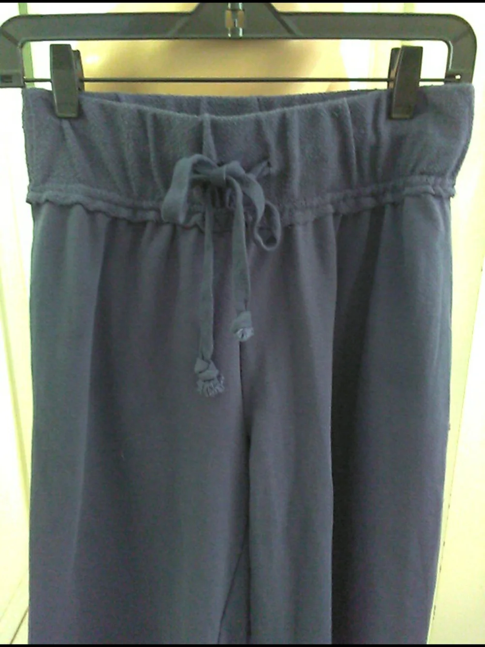 EX CON. FREE PEOPLE BEACH Navy Wide-Leg Lounge Pants Drawstring RAW EDGE PKTS XS